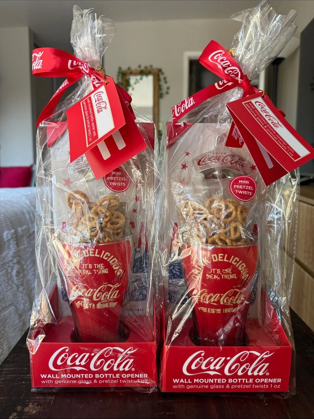 Coca Cola Red Gift Set with Branded Opener & Pretzel Cup